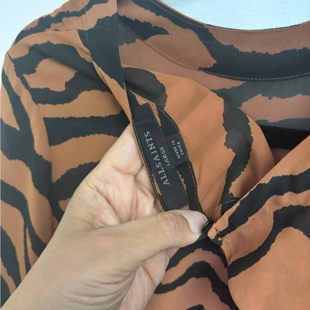 All Saints enki zephra animal print Short Sleeve dress - Picture 4 of 8